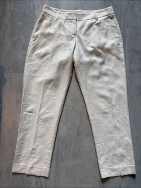Theory Linen pants   midrise crop / ankle  Cream with pockets   size 2